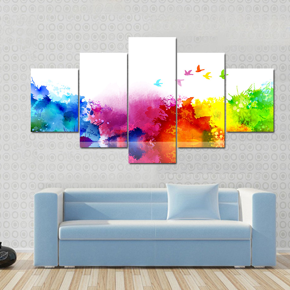 Flying Flock Of Birds Canvas Wall Art