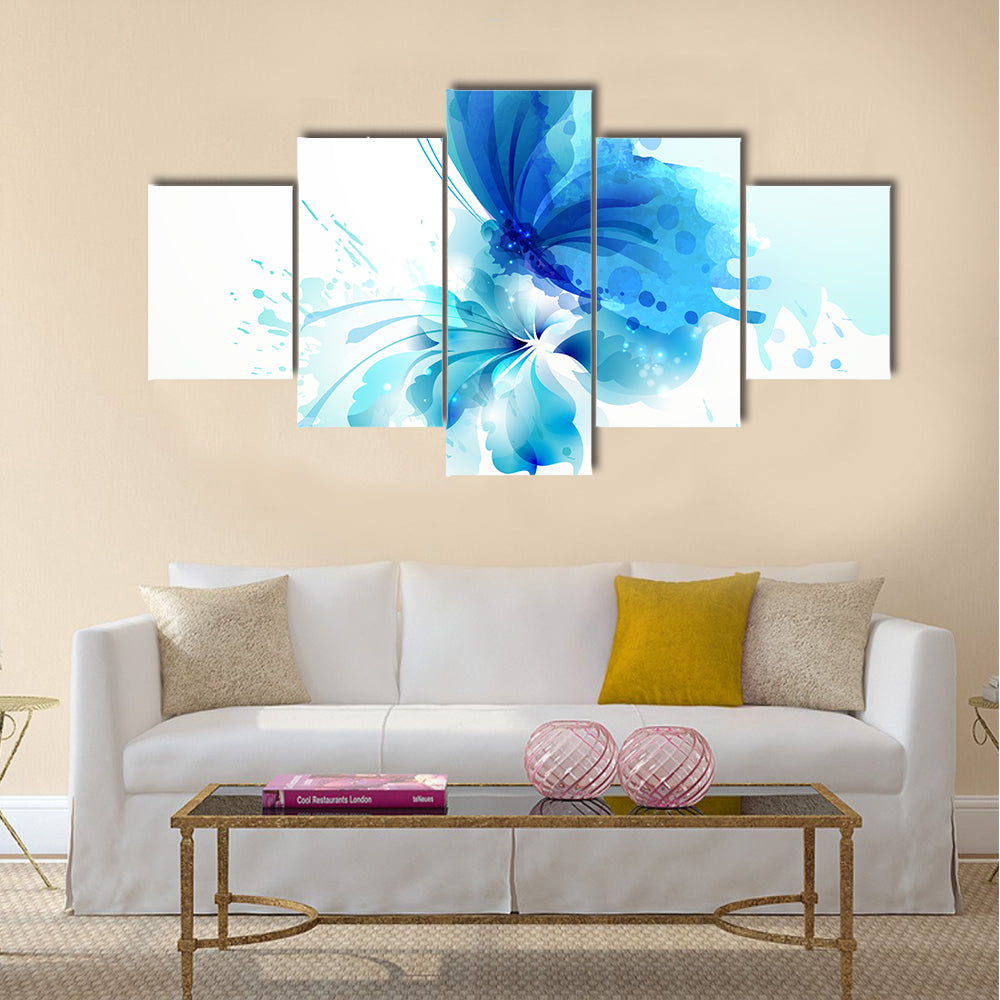 Translucent Blue Butterfly Abstract Canvas Wall Art