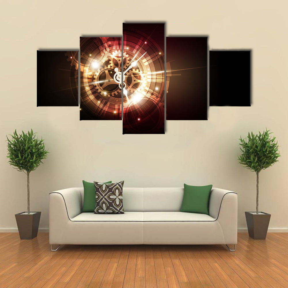 Clock Time Machine Concept Canvas Wall Art