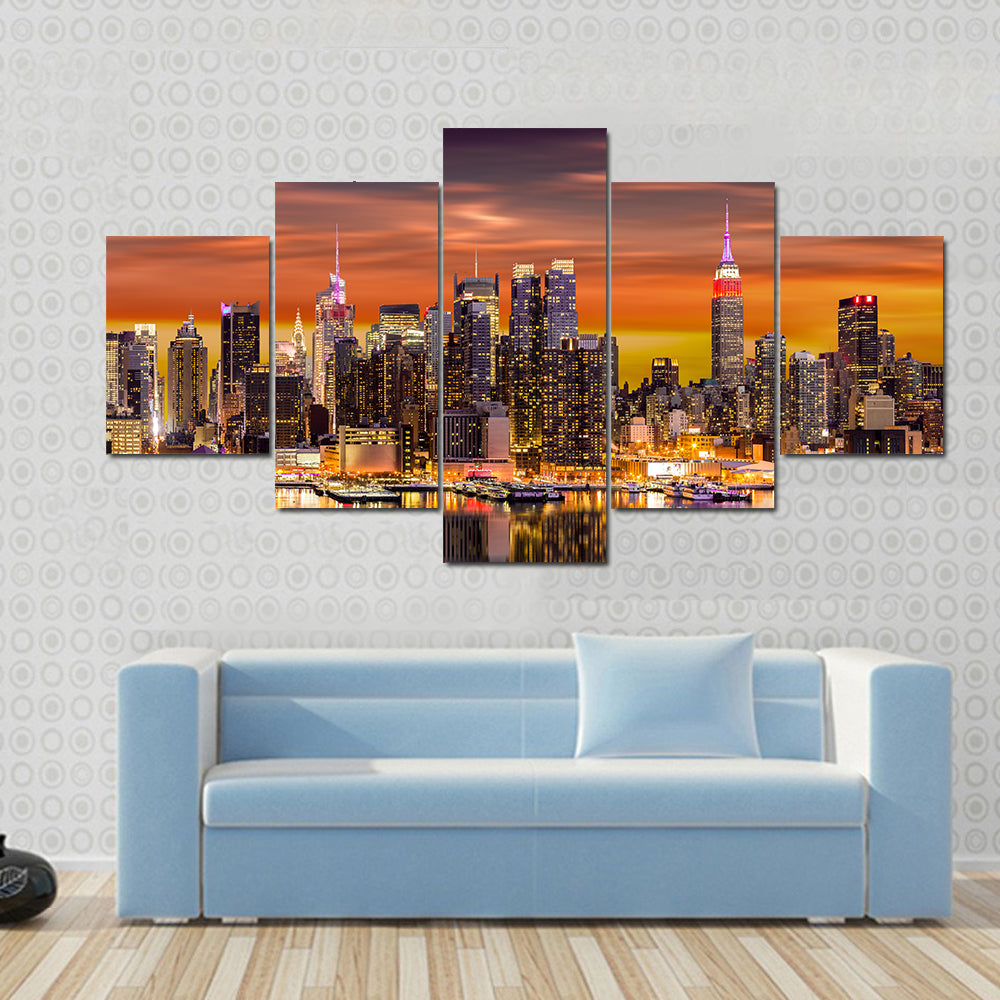 New York City At Sunrise Canvas Wall Art