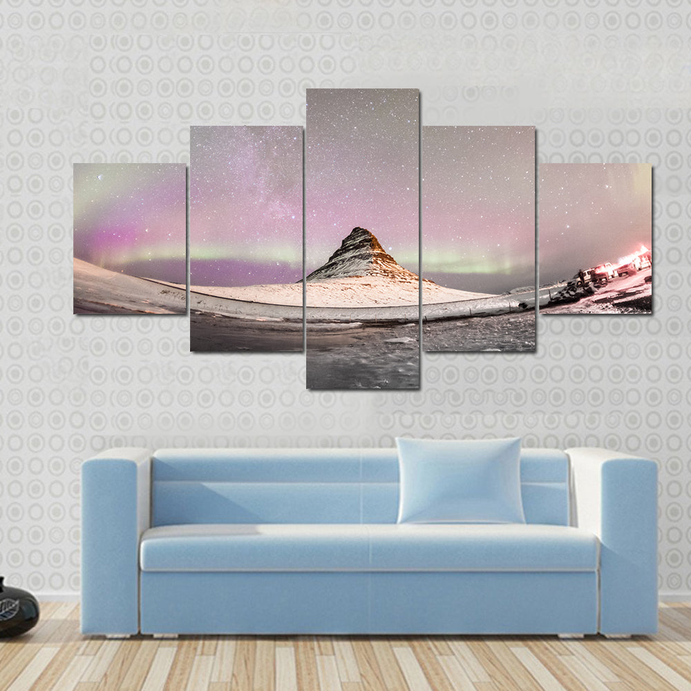 Aurora Borealis Over Kirkjufell Iceland Canvas Wall Art