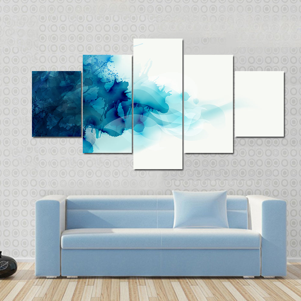 Blue Watercolor Ink Blot Canvas Wall Art