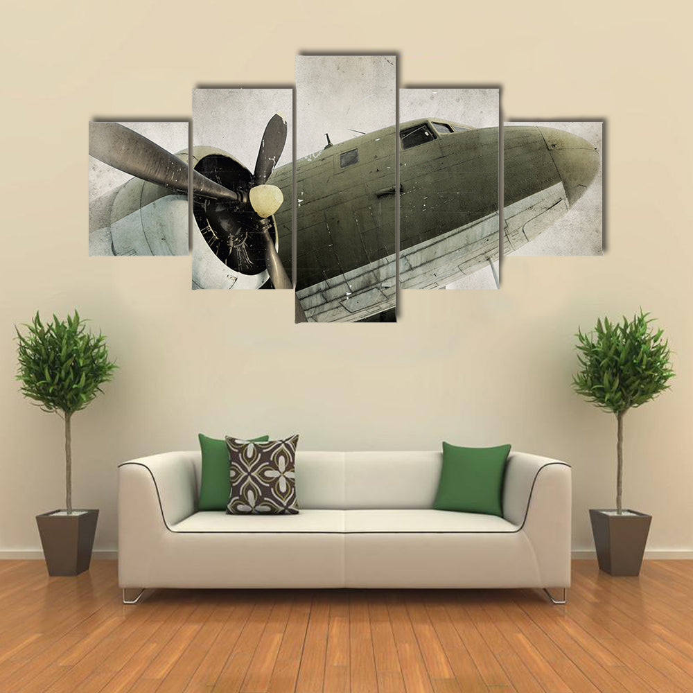 Old Propeller Airplane Canvas Wall Art