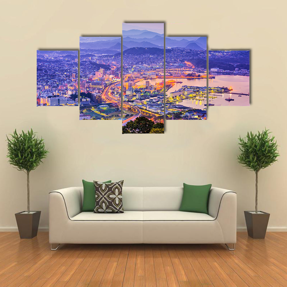 Sasebo Downtown Skyline In Nagasaki Japan Canvas Wall Art