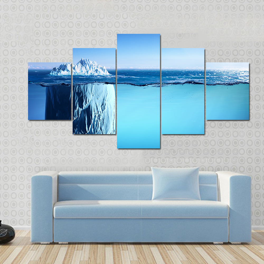 Iceberg Floating On Sea Canvas Wall Art