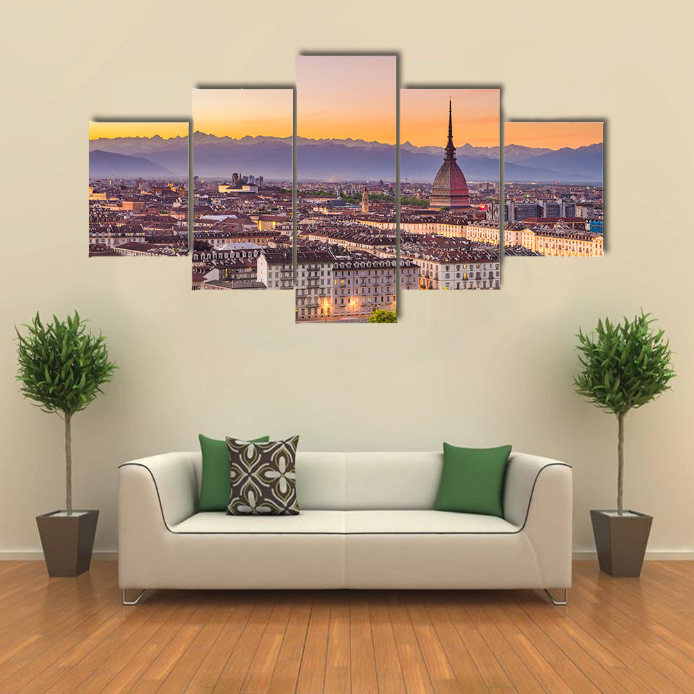 Torino Cityscape In Turin Italy Canvas Wall Art