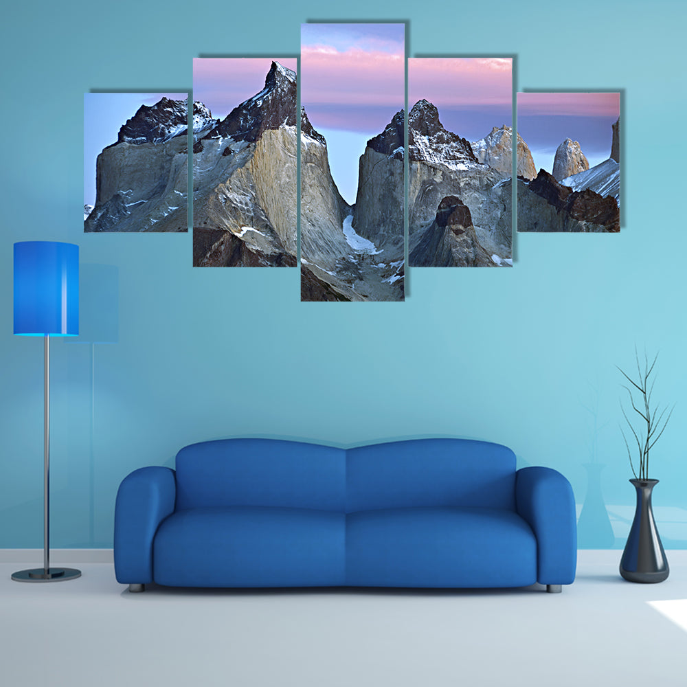 Torres Del Paine Mountain Peaks at Sunrise Canvas Wall Art