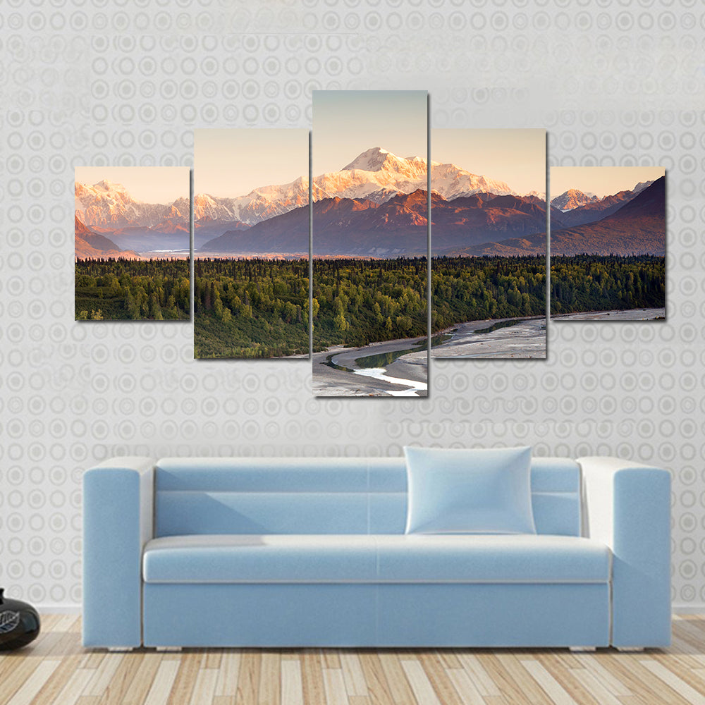 Denali Range And Mt McKinley In Alaska Canvas Wall Art