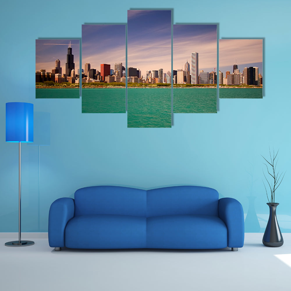 Chicago Skyline Over Lake Michigan Canvas Wall Art