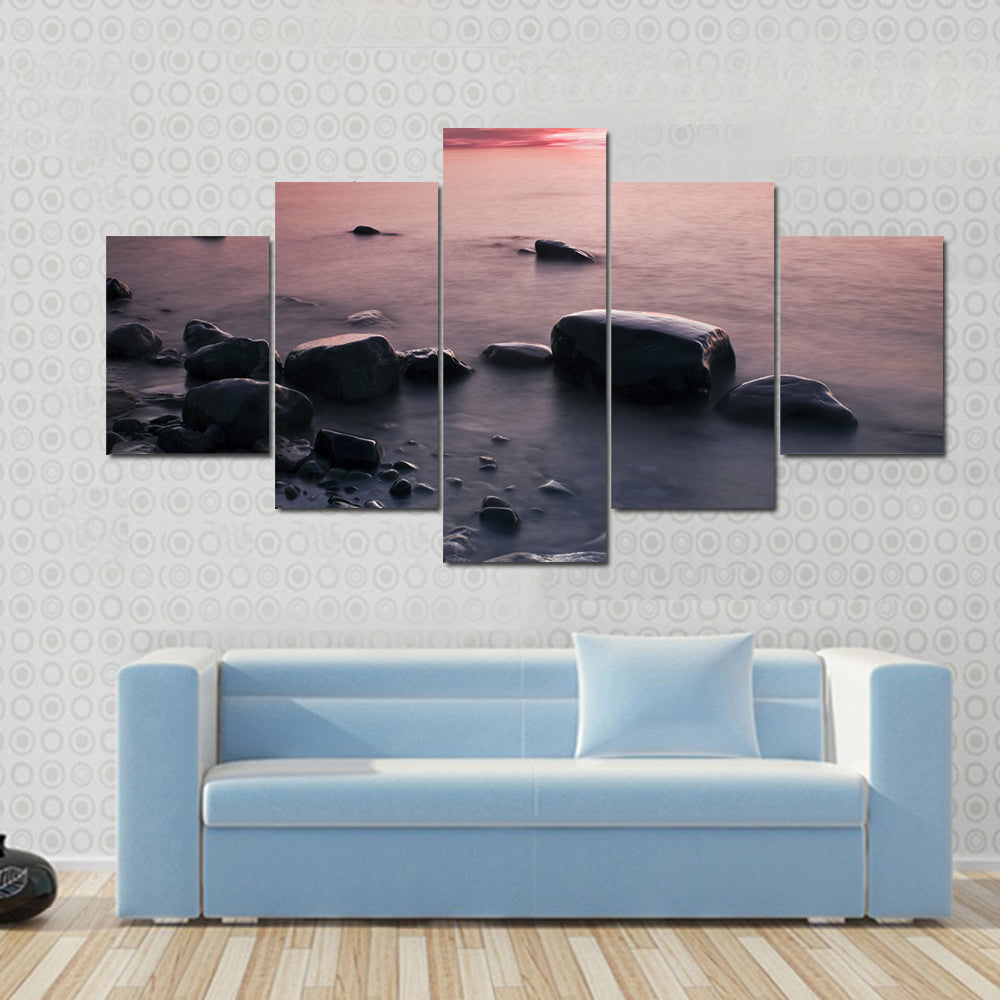 Lakeshore at Sunset in Michigan Canvas Wall Art
