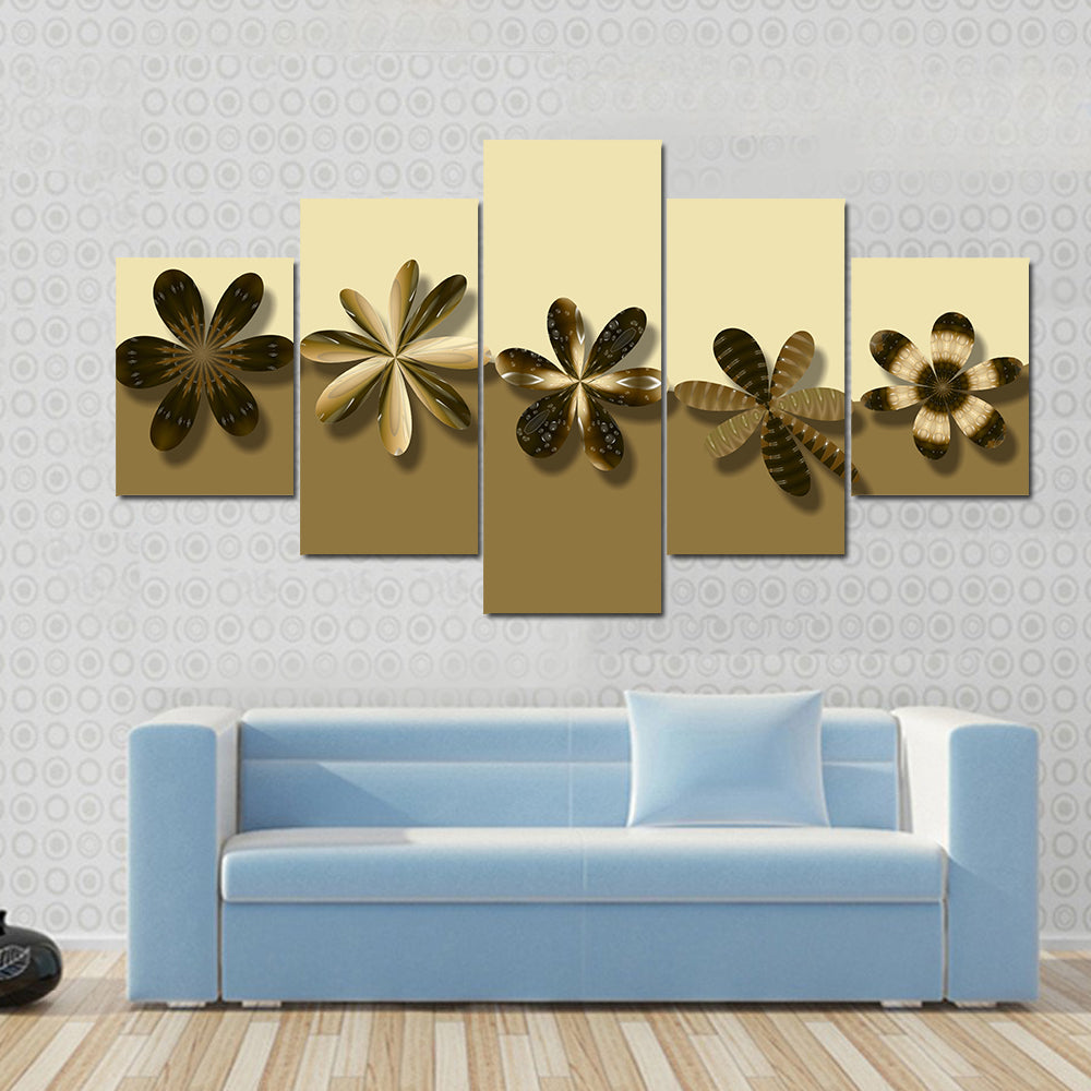 Brown Fantasy Flowers Canvas Wall Art