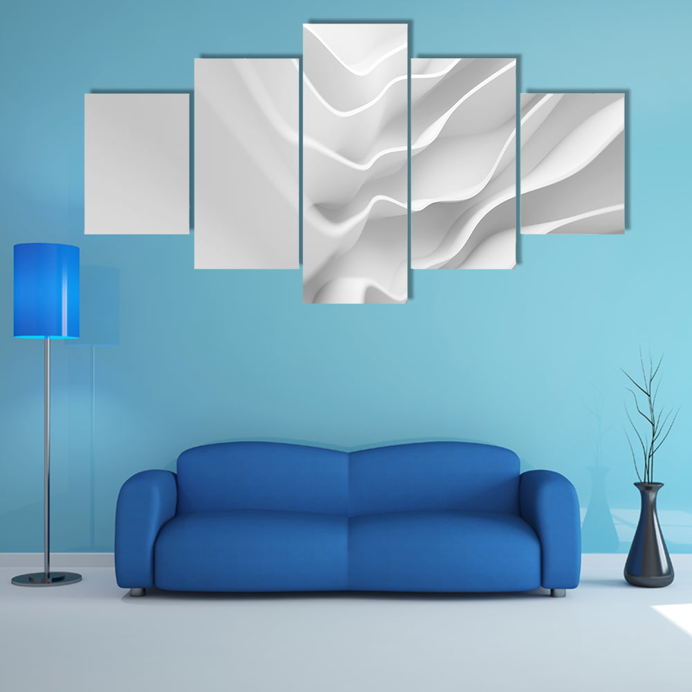 White Architectural Abstract with Layered Forms Canvas Wall Art