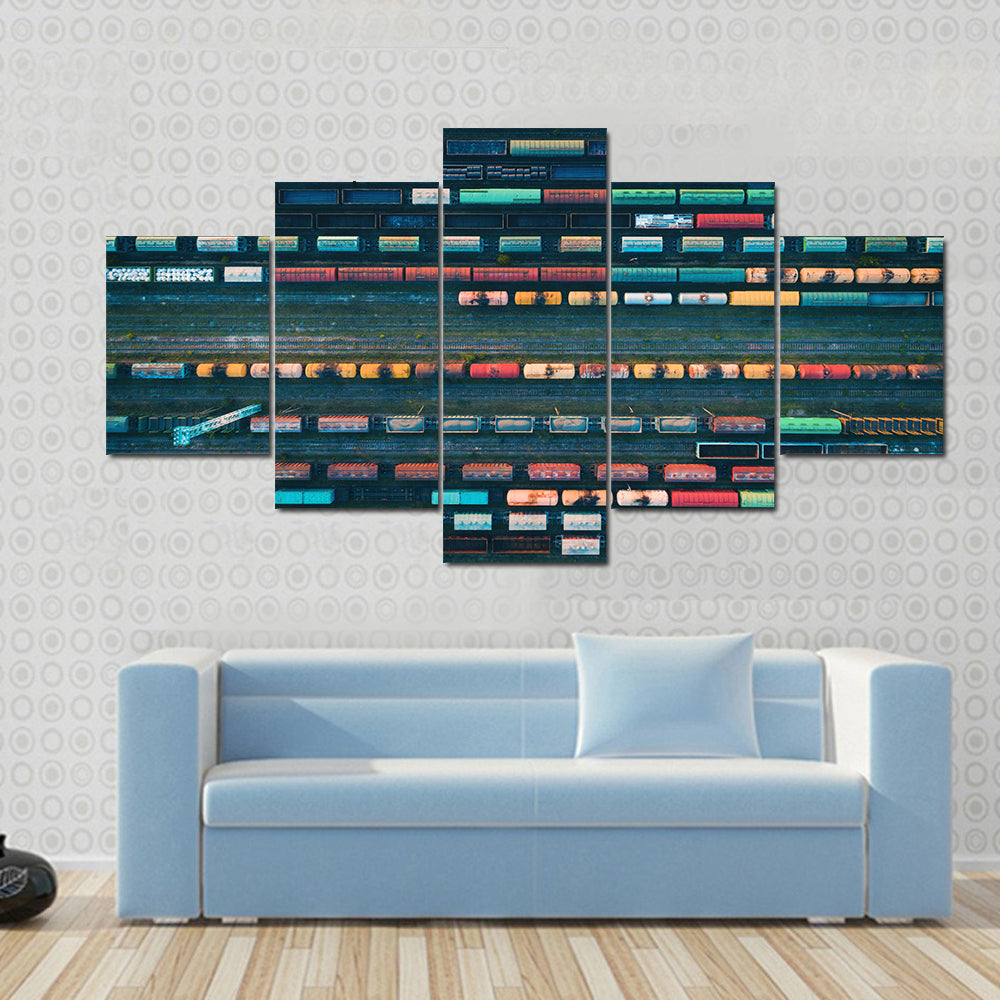 Cargo Trains Close Up Canvas Wall Art