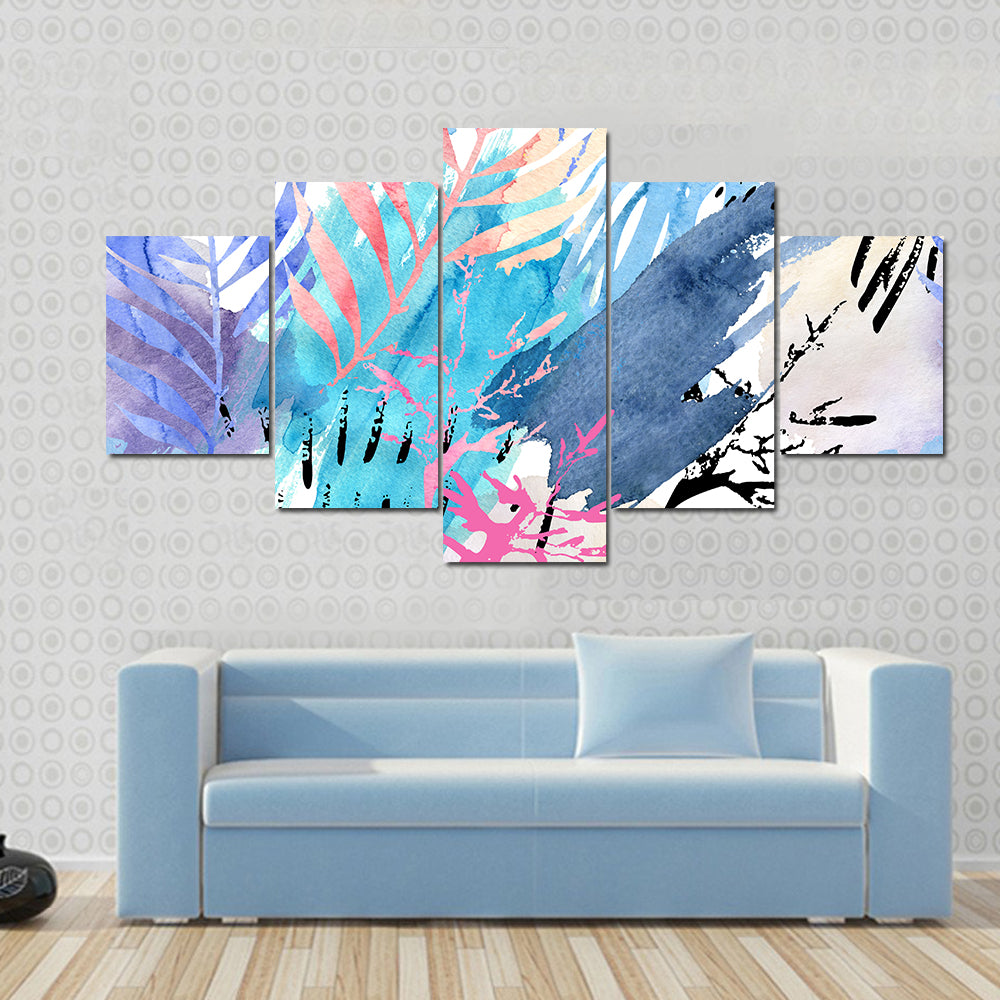 Shabby Tropical Leaves Canvas Wall Art