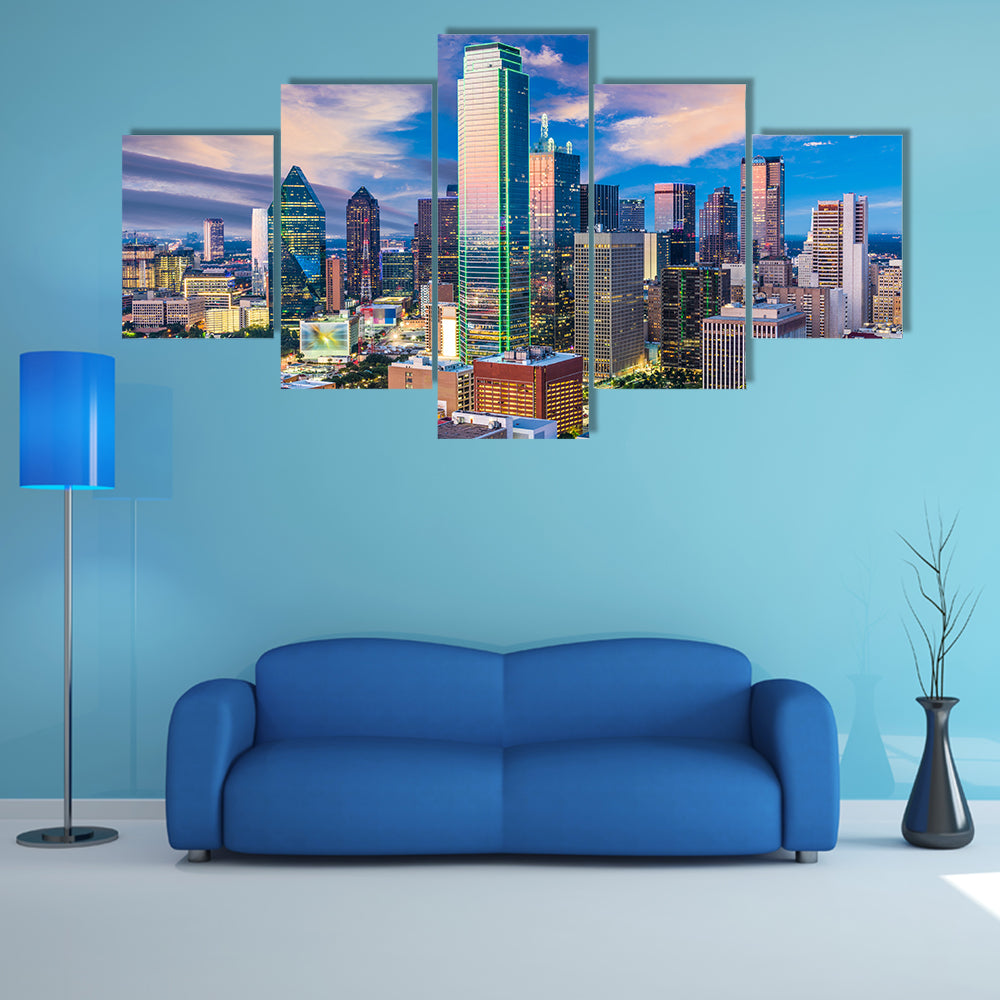 Dallas Skyline at Twilight Canvas Wall Art