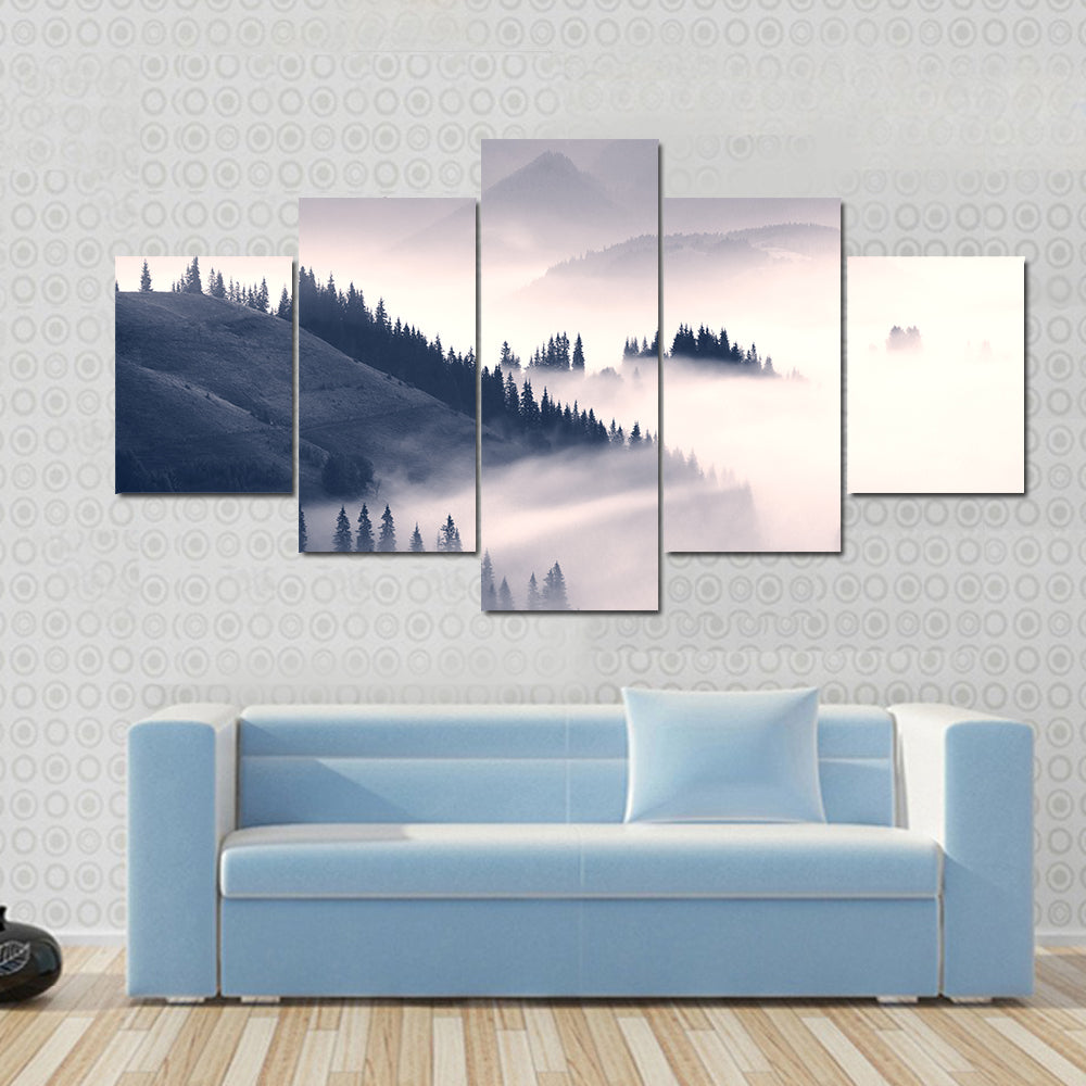 Foggy Carpathians In Ukraine Canvas Wall Art