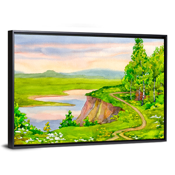 Watercolor Spring Landscape Canvas Wall Art