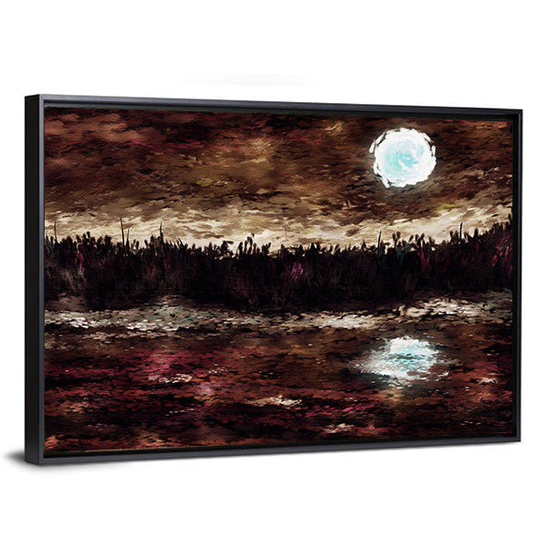 Moonlit Lake Canvas Wall Art