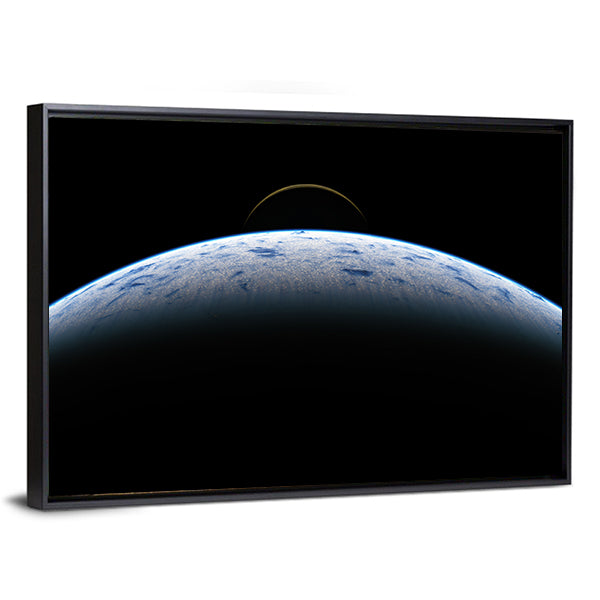 Earth &amp; Moon From Space Canvas Wall Art