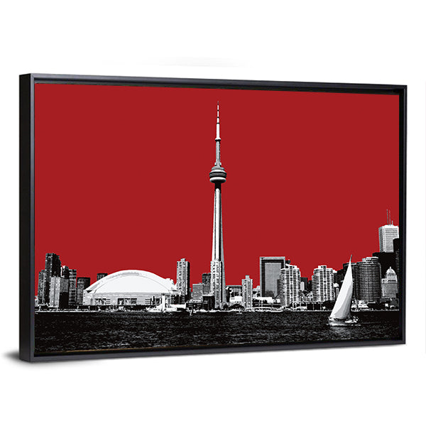 Toronto Skyline with Red Sky Canvas Wall Art