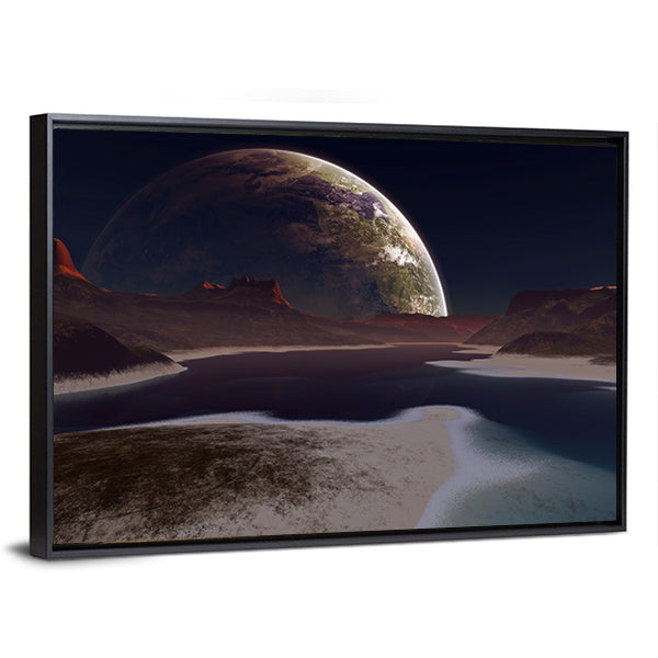 Alien Moon Rising Canvas Wall Art