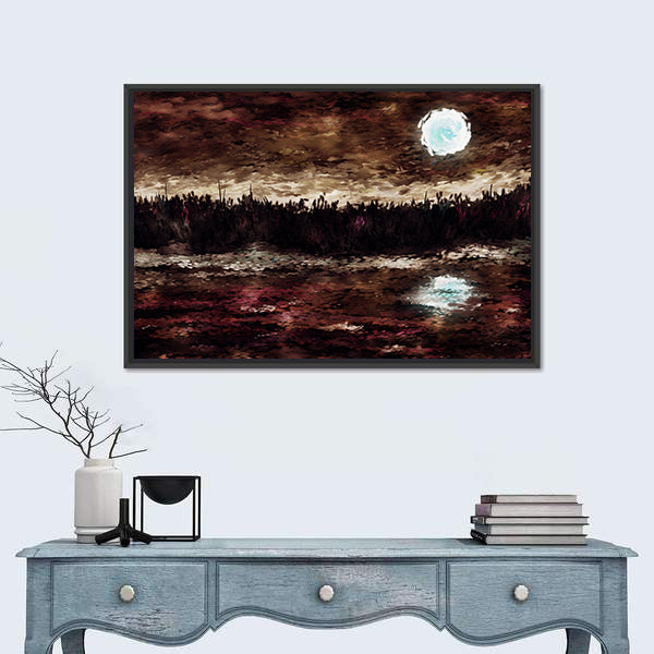 Moonlit Lake Canvas Wall Art