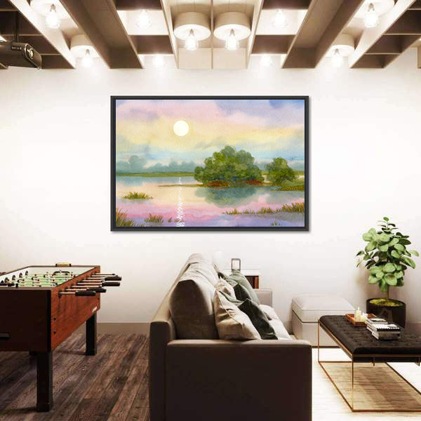 Sunrise Over Lake Canvas Wall Art