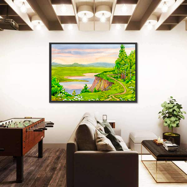 Watercolor Spring Landscape Canvas Wall Art
