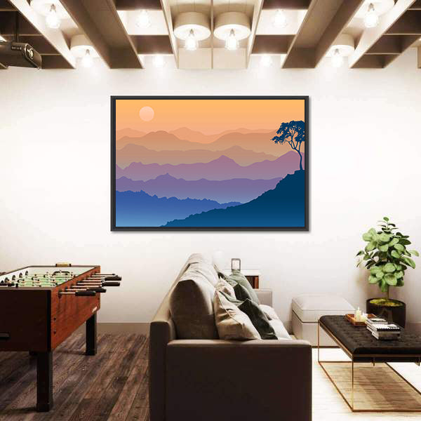 Sunrise Over Layered Mountain Ranges Canvas Wall Art