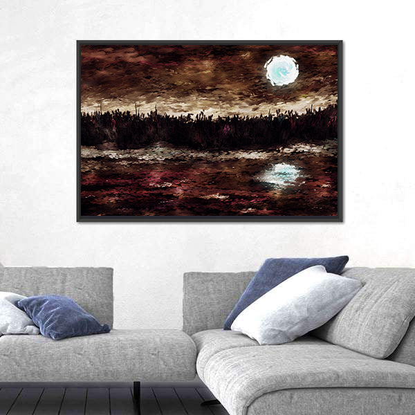 Moonlit Lake Canvas Wall Art
