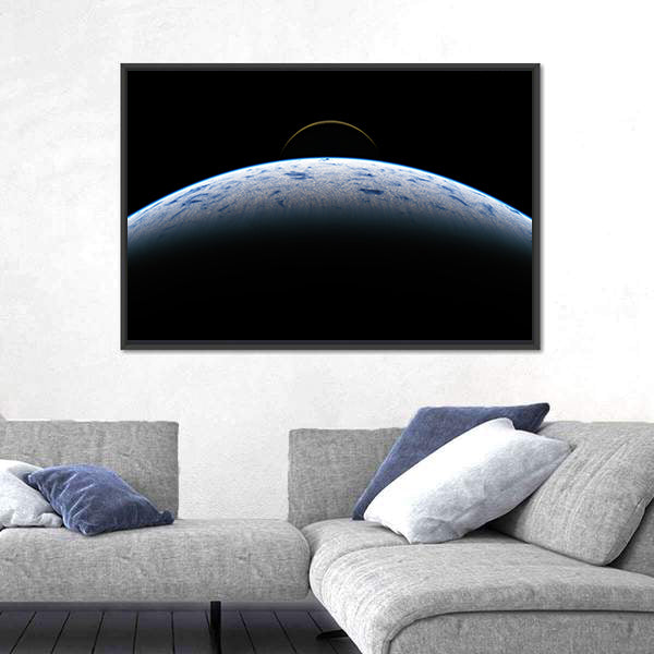 Earth &amp; Moon From Space Canvas Wall Art