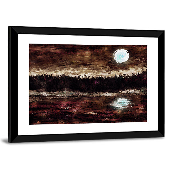 Moonlit Lake Canvas Wall Art