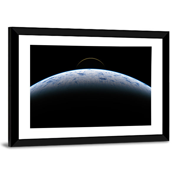 Earth &amp; Moon From Space Canvas Wall Art