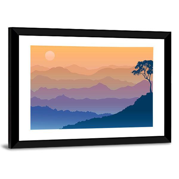 Sunrise Over Layered Mountain Ranges Canvas Wall Art