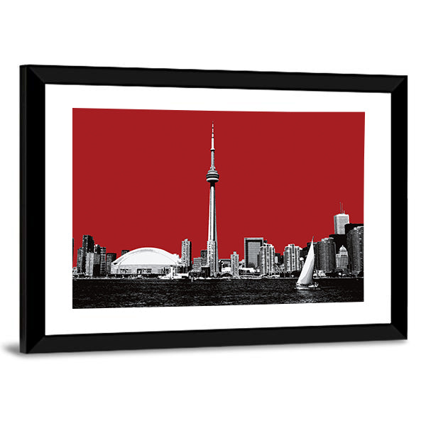 Toronto Skyline with Red Sky Canvas Wall Art