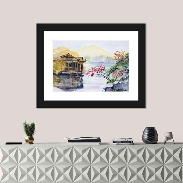 West Lake in Hangzhou Watercolor Landscape Canvas Wall Art