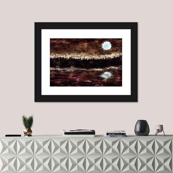Moonlit Lake Canvas Wall Art