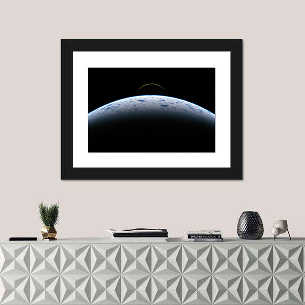 Earth &amp; Moon From Space Canvas Wall Art