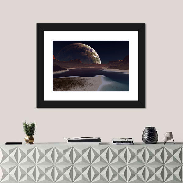 Alien Moon Rising Canvas Wall Art