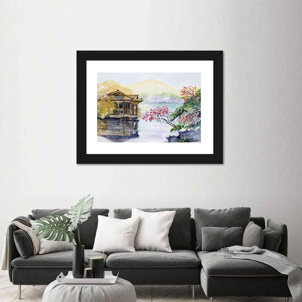 West Lake in Hangzhou Watercolor Landscape Canvas Wall Art