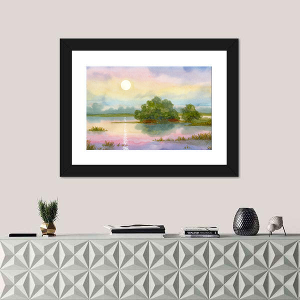 Sunrise Over Lake Canvas Wall Art