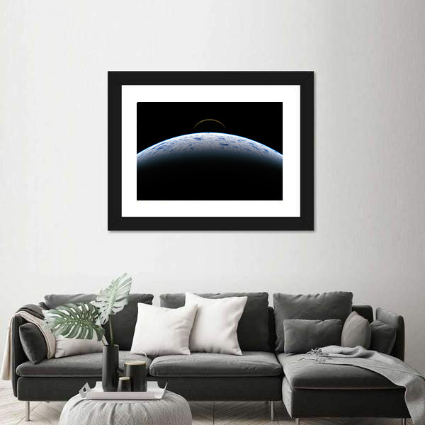 Earth &amp; Moon From Space Canvas Wall Art
