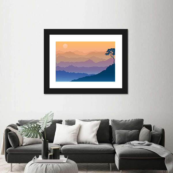 Sunrise Over Layered Mountain Ranges Canvas Wall Art