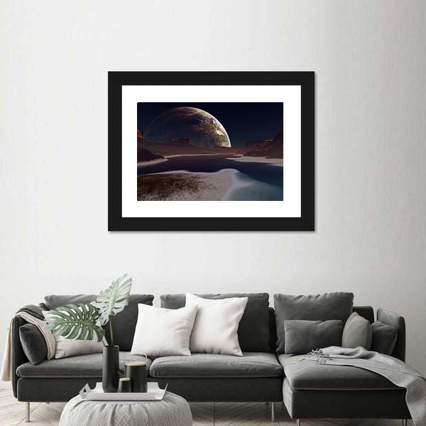 Alien Moon Rising Canvas Wall Art