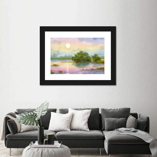Sunrise Over Lake Canvas Wall Art