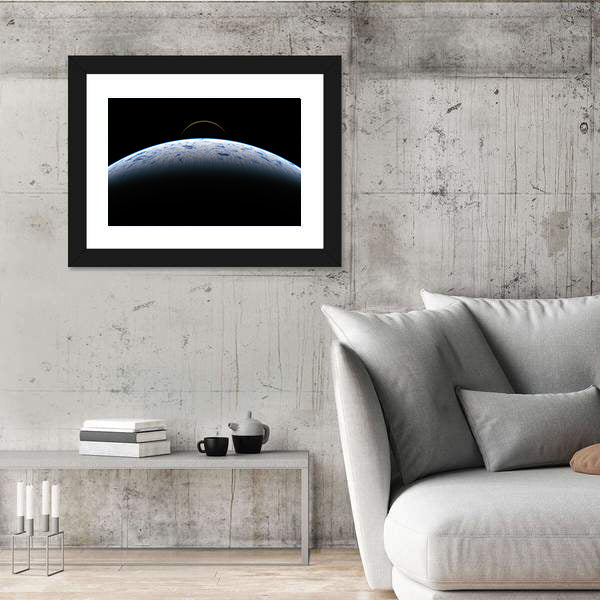 Earth &amp; Moon From Space Canvas Wall Art