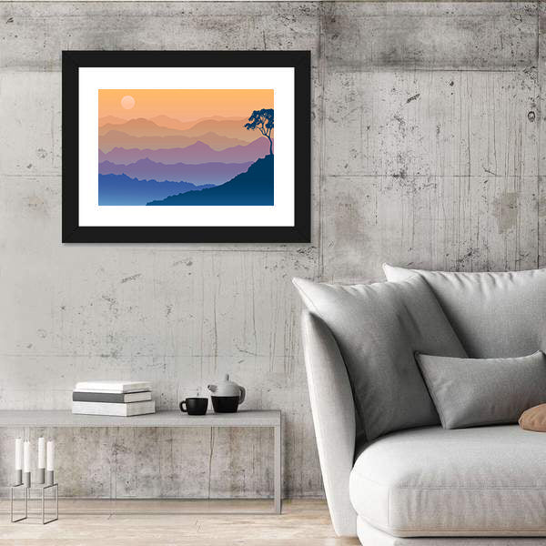 Sunrise Over Layered Mountain Ranges Canvas Wall Art