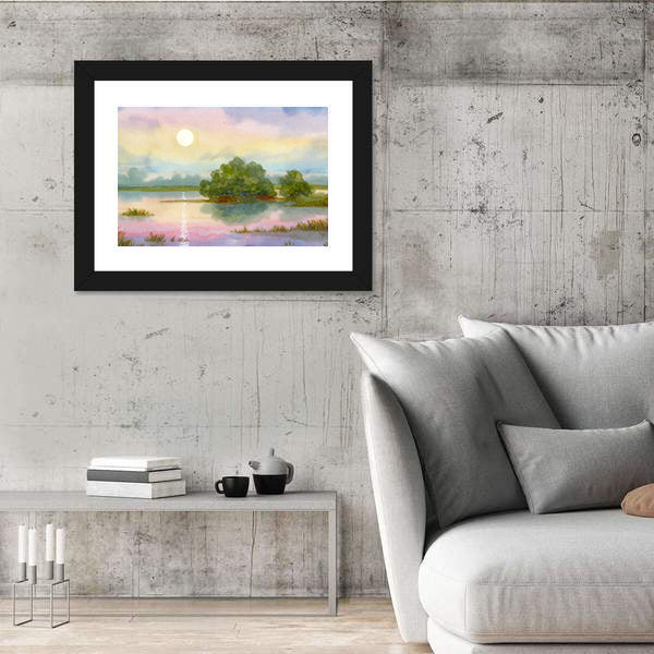 Sunrise Over Lake Canvas Wall Art