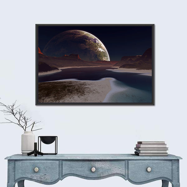 Alien Moon Rising Canvas Wall Art