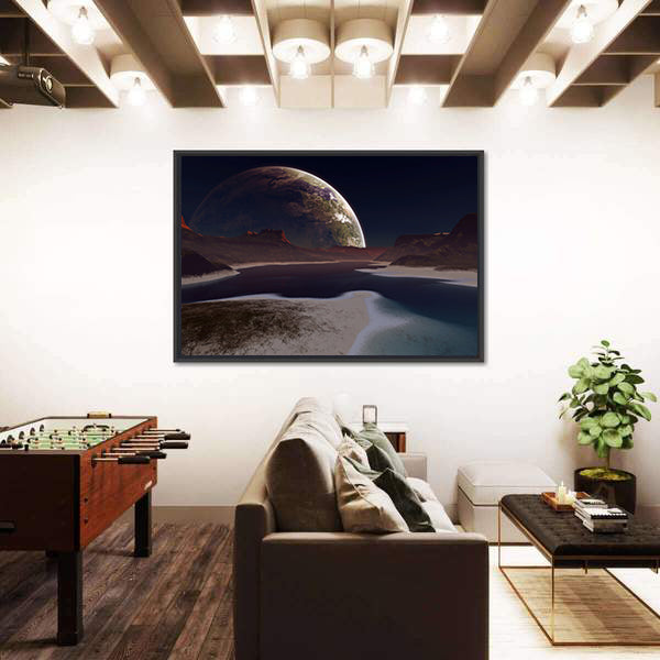 Alien Moon Rising Canvas Wall Art